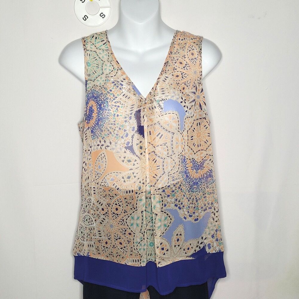 Daniel Rainn Kaleidoscope Paisley Medallion Blouse Small S